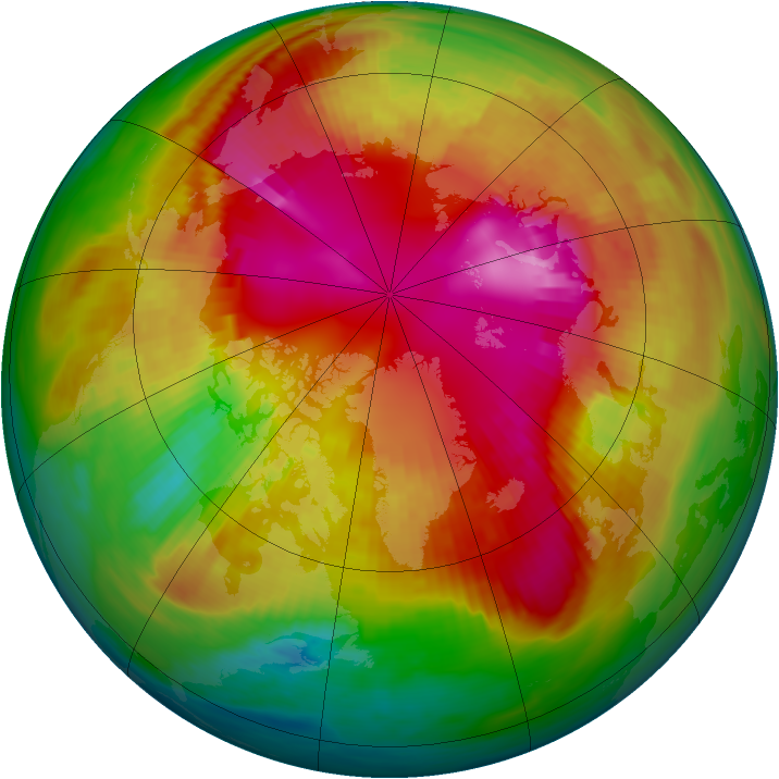 Arctic ozone map for 22 February 1989